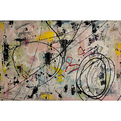 Original LARGE Mixed Media Abstract Art Painting 24x36" That’s Cap w/ COA