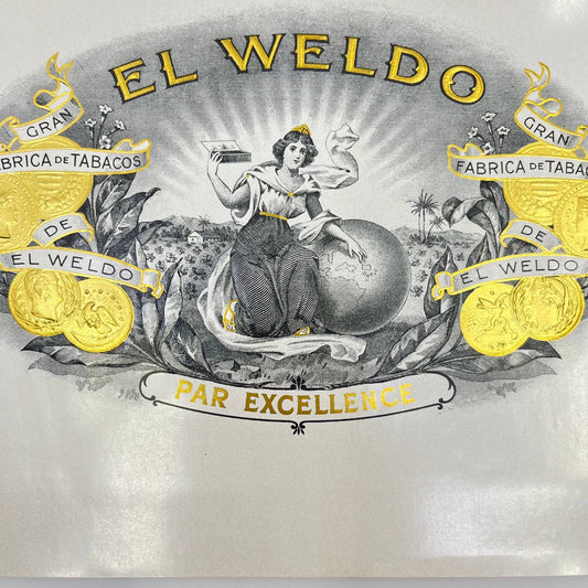 1920s El Weldo Smoker Embossed Vintage Inner Cigar Box Label AA8