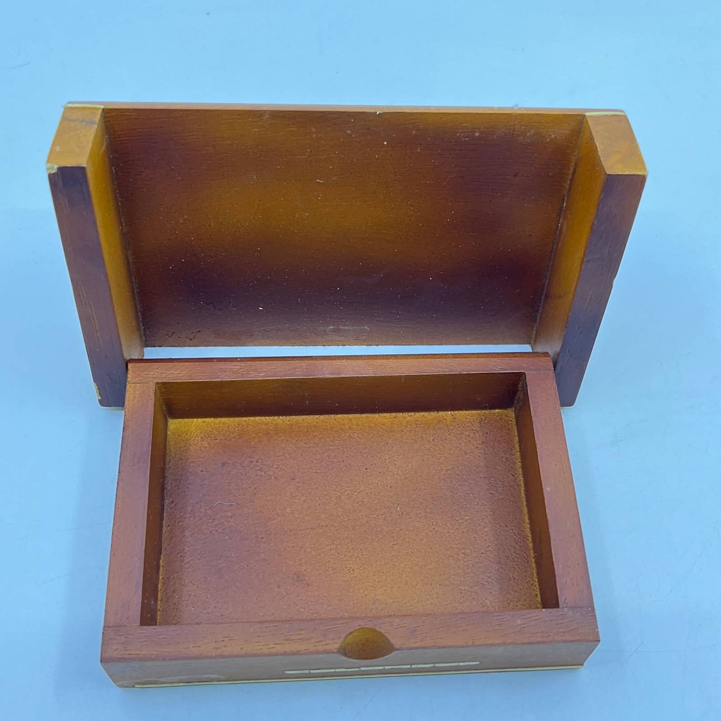 Vintage Handmade Wooden Trinket  Box Art Inlays 5” Wood Colombo 5x3" TH7
