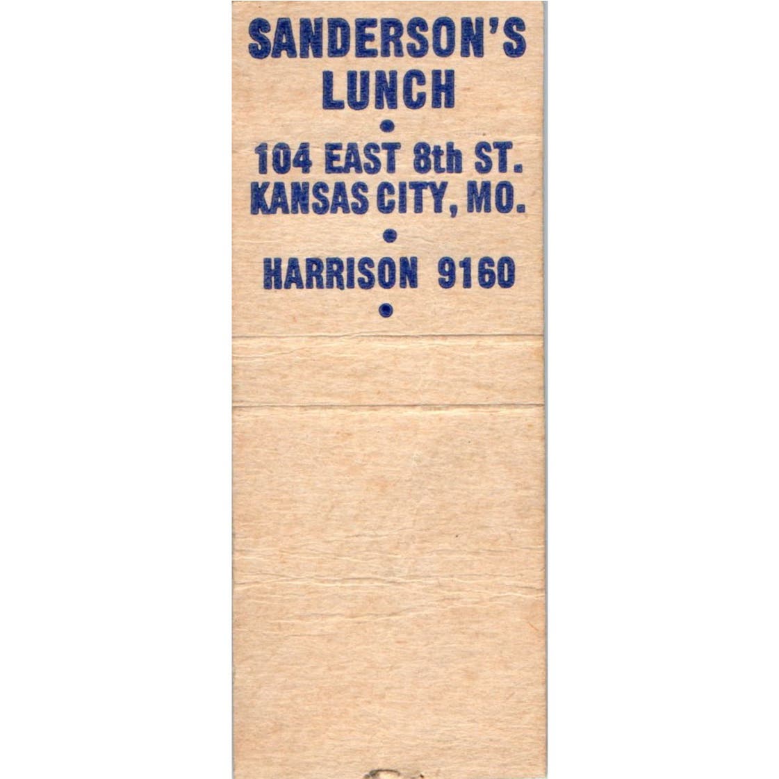 Sanderson's Lunch Kansas City MO Advertising Matchbook Cover SA9-M2