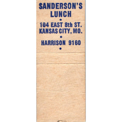 Sanderson's Lunch Kansas City MO Advertising Matchbook Cover SA9-M2