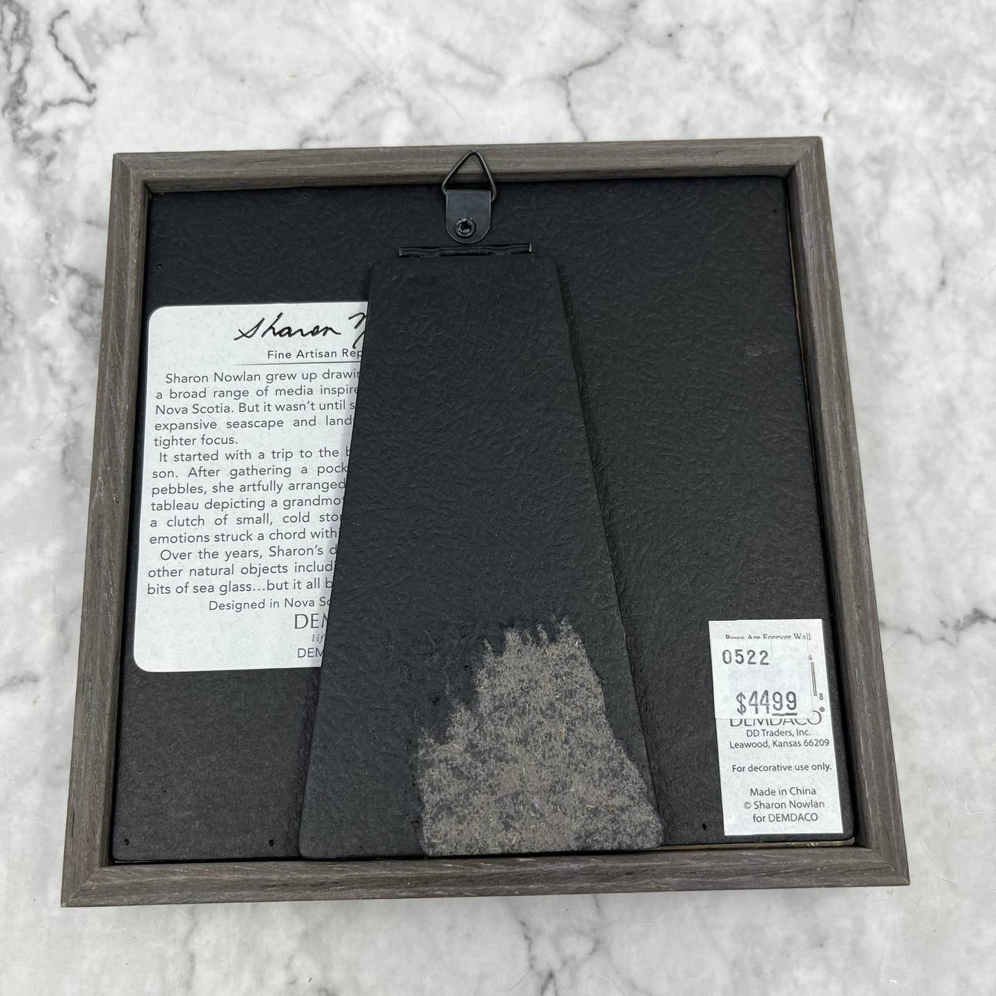 Paws Are Forever Gray 6 x 6 Stone and Glass Framed Pebble Art Sharon Nowlan TJ2