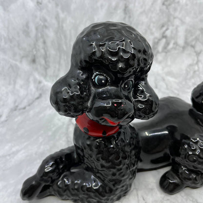 Vintage MCM Gloss Black Poodle Atlantic Mold Porcelain Figurine 7x11" TJ1