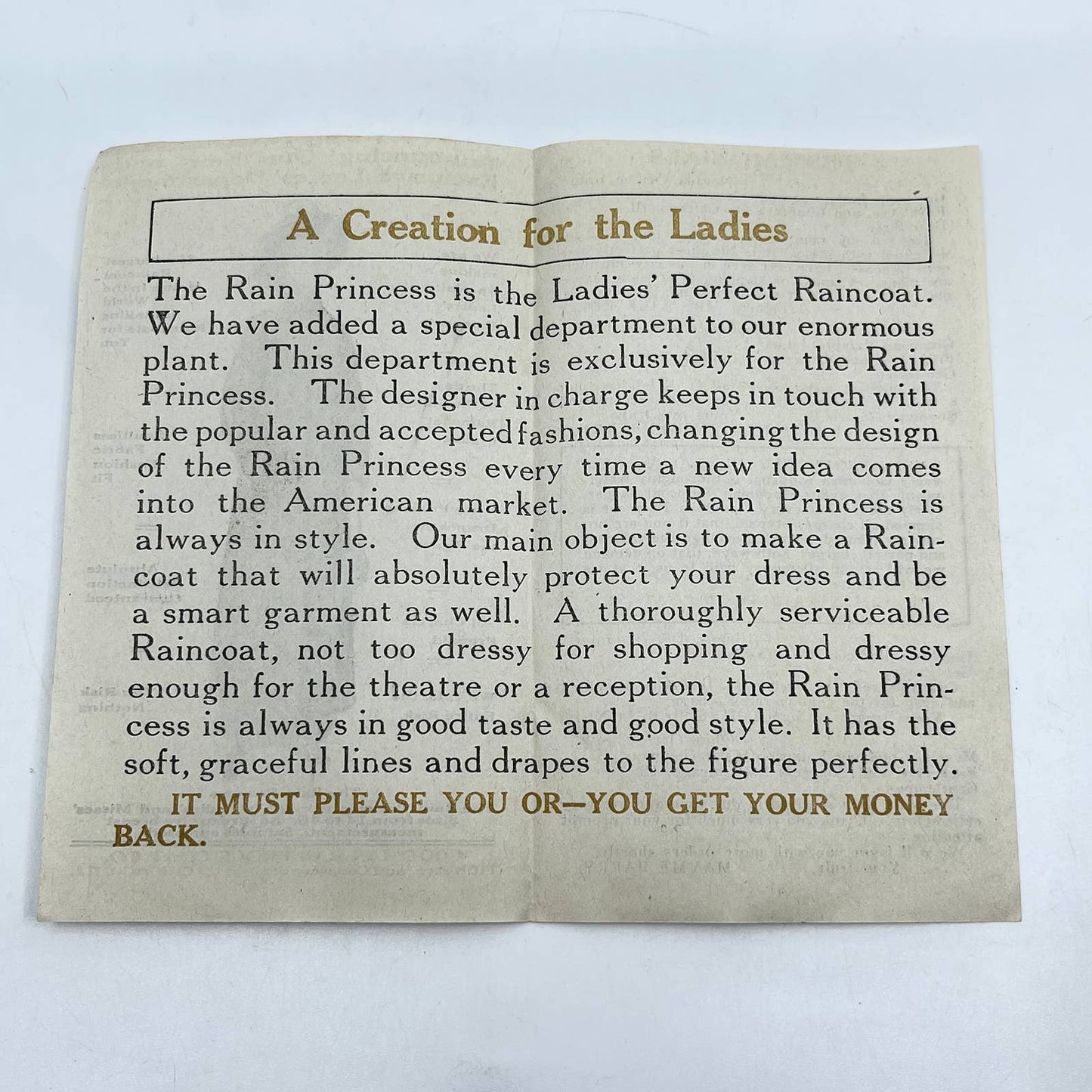 1912 Advertisement Leaflet Goodman Rainproof Coat Co. Ladies Dept Chicago IL SC5
