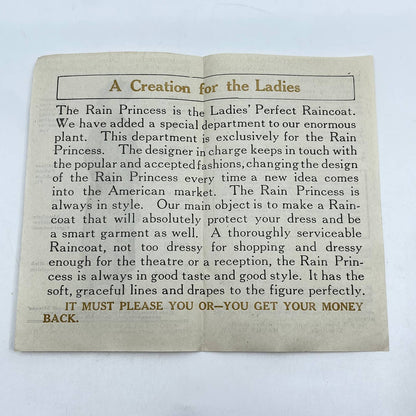 1912 Advertisement Leaflet Goodman Rainproof Coat Co. Ladies Dept Chicago IL SC5