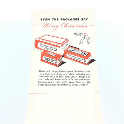 1944 Betty Crocker Christmas Ad Card Irons Pressure Quick Sauce Pan AC1