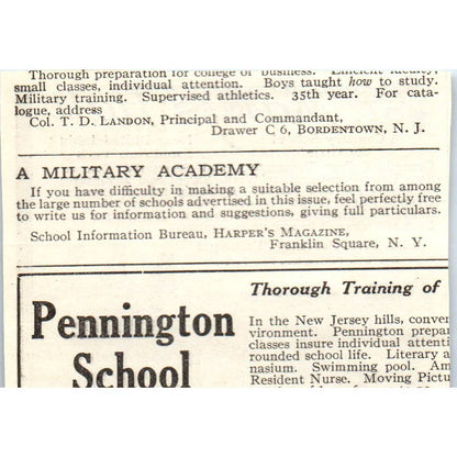 c1920 Harper's Ad - St. Mary's Hall Country School for Girls Mrs. Fearnley EA3