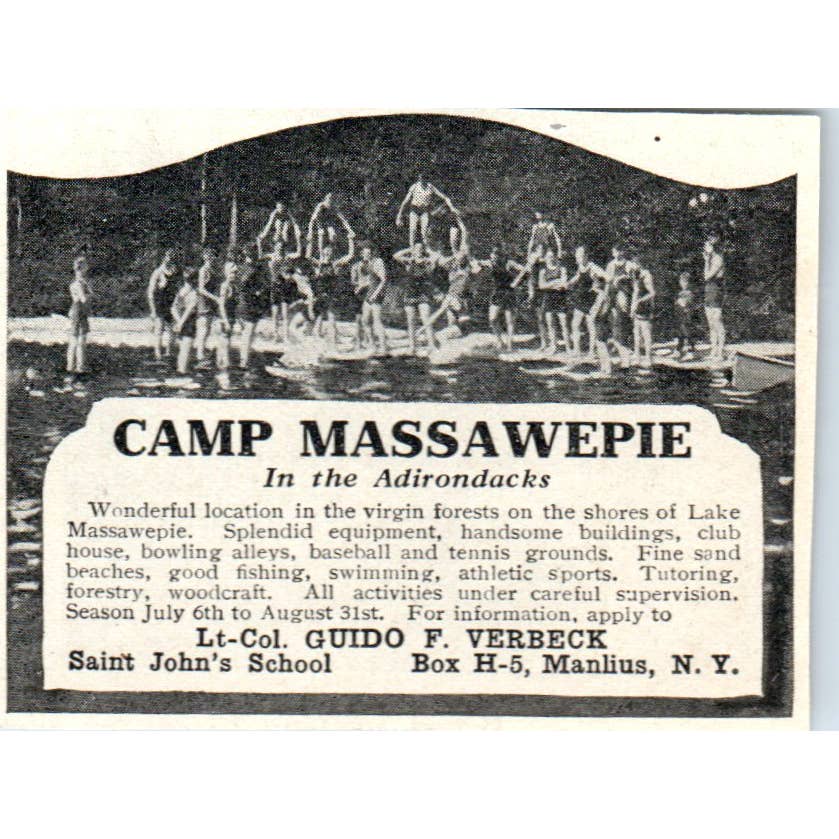 Camp Massawepie Guido F. Verbeck Manlius NY - 1921 Original Ad TJ7-S8