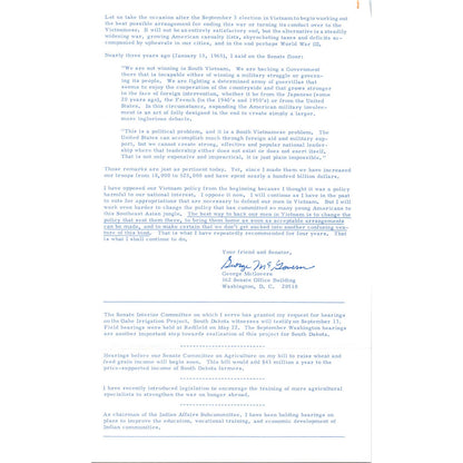 Senator George McGovern Reports Newsletter Aug 1967 Original TK1-P7