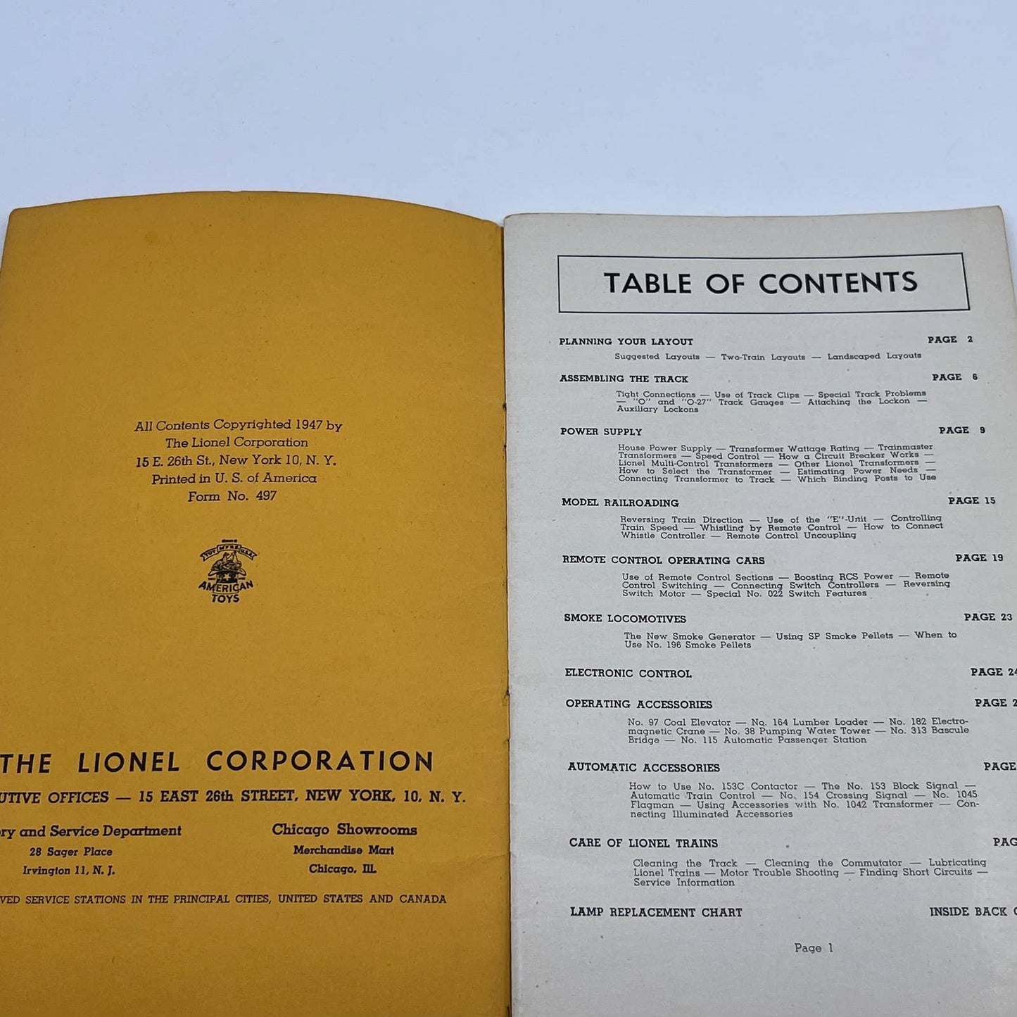 1947 Instructions For Assembling and Operating Lionel Trains Manual TG6