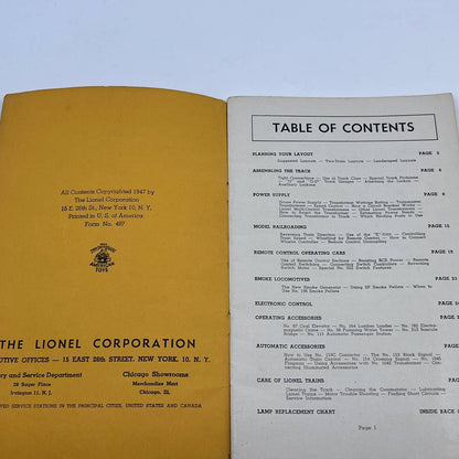 1947 Instructions For Assembling and Operating Lionel Trains Manual TG6