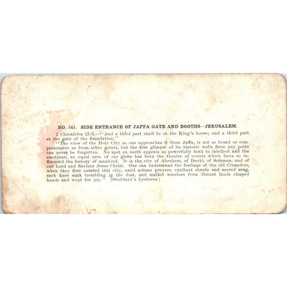 Entrance of Jaffa Gate & Booths Jerusalem - Antique Stereoview Card H3-2