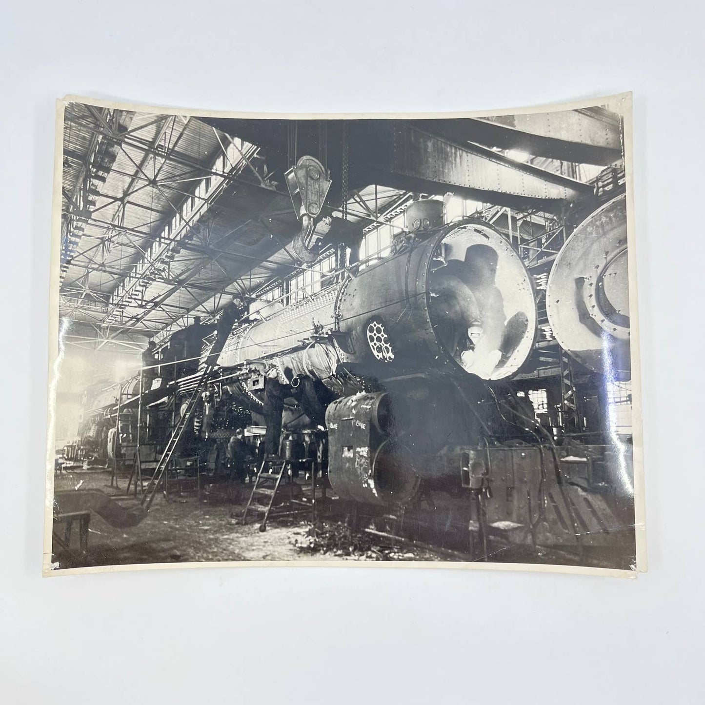 Vintage RR Railroad Photo Locomotive Being Built 8x10 AB3