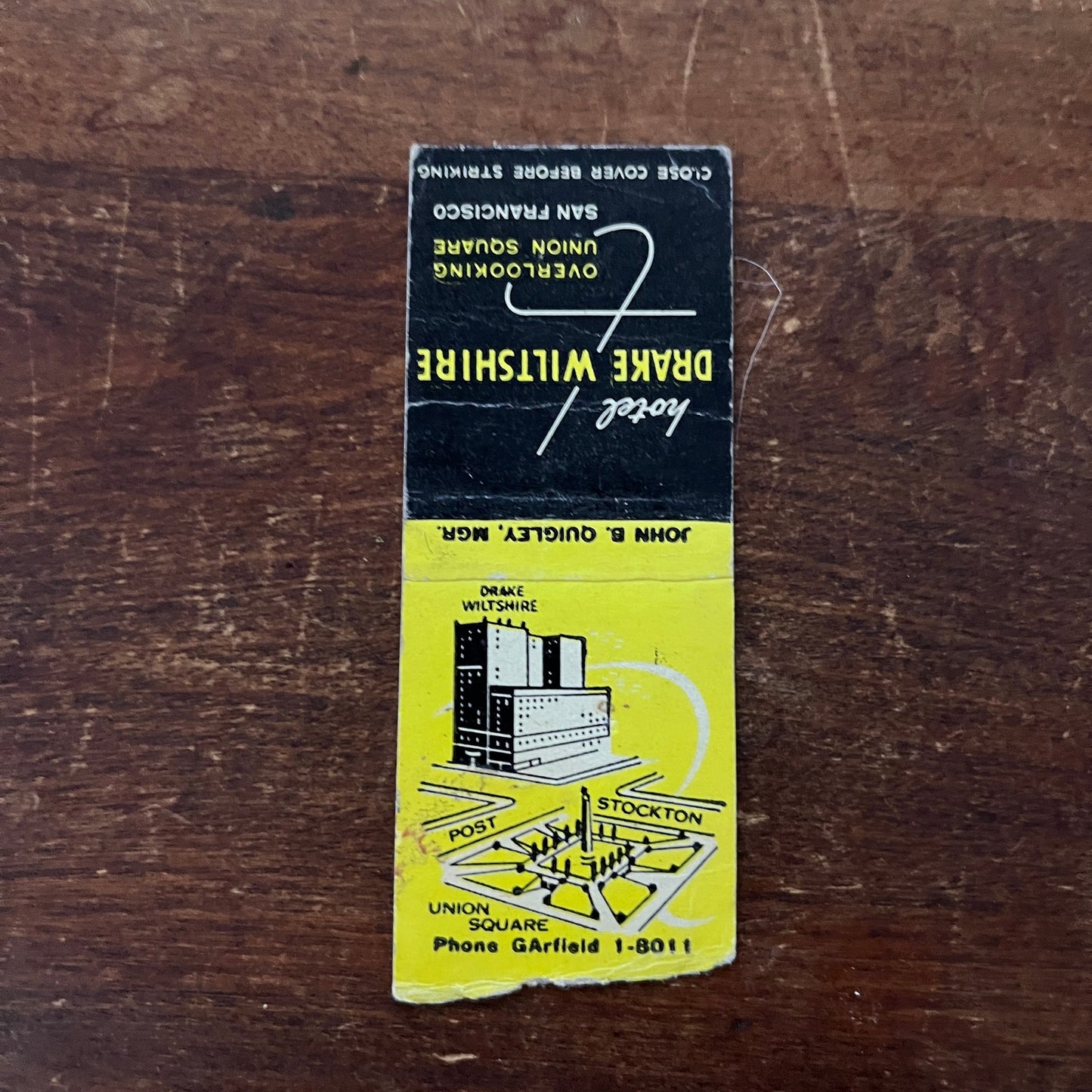 Hotel Drake Wiltshire San Francisco CA Advertising Matchbook Cover MM11-6