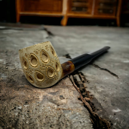 Vintage Straight Apple Lattice Block Estate Smoking Pipe TJ9-1