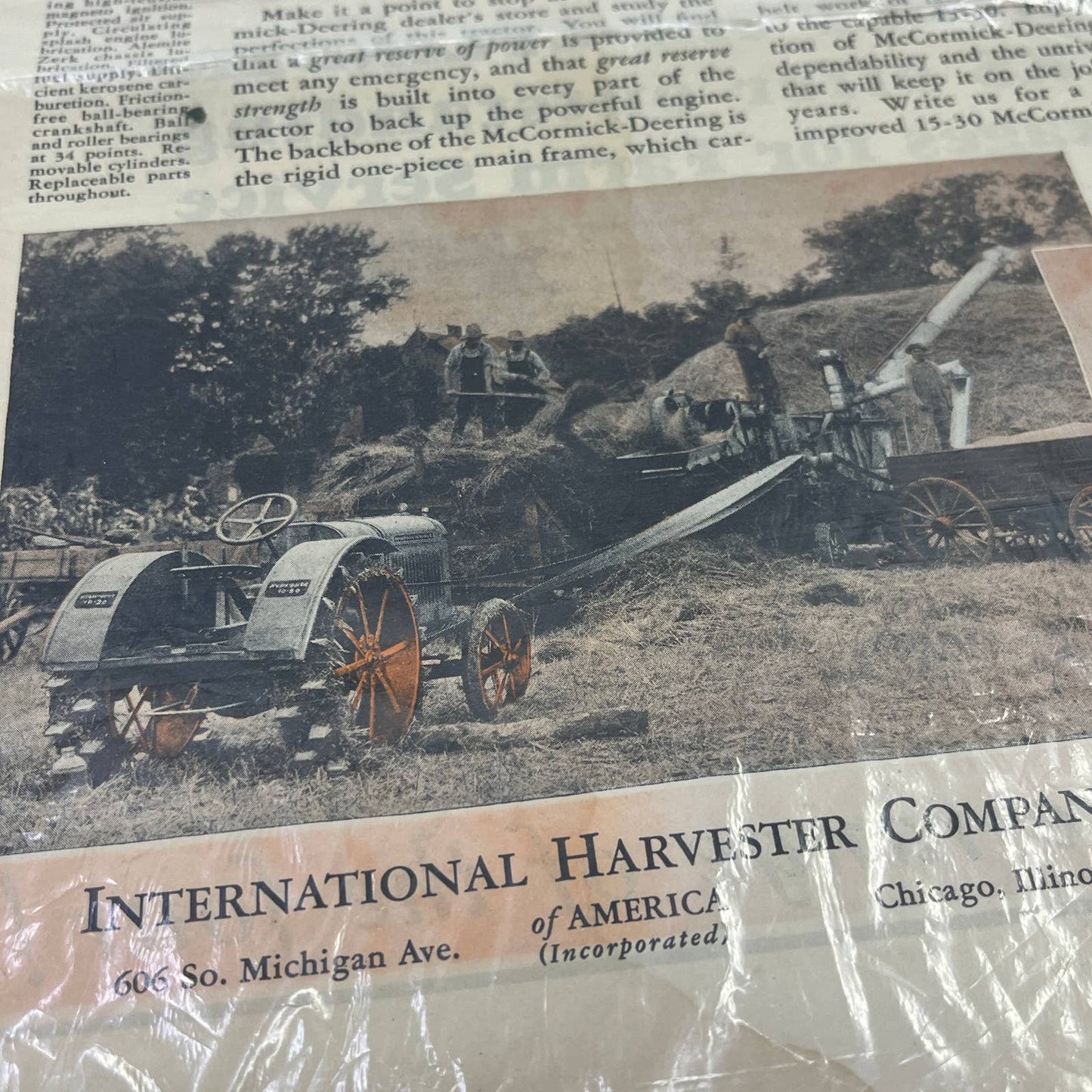 1929 New 15-30 McCormick Deering Tractor Ad International Harvester AB7