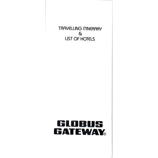 1983 Globus Gateway Travelling Itinerary & List of Hotels AD7