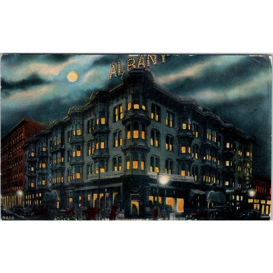 Night View Albany Hotel 1912 Denver Colorado Original Postcard TK1-28