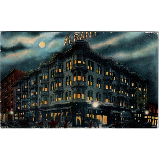 Night View Albany Hotel 1912 Denver Colorado Original Postcard P2-2