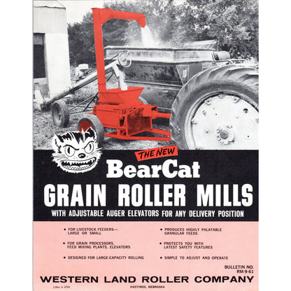 1961 Advertising Brochure BearCat Grain Roller Mills Adjustable Auger AD4