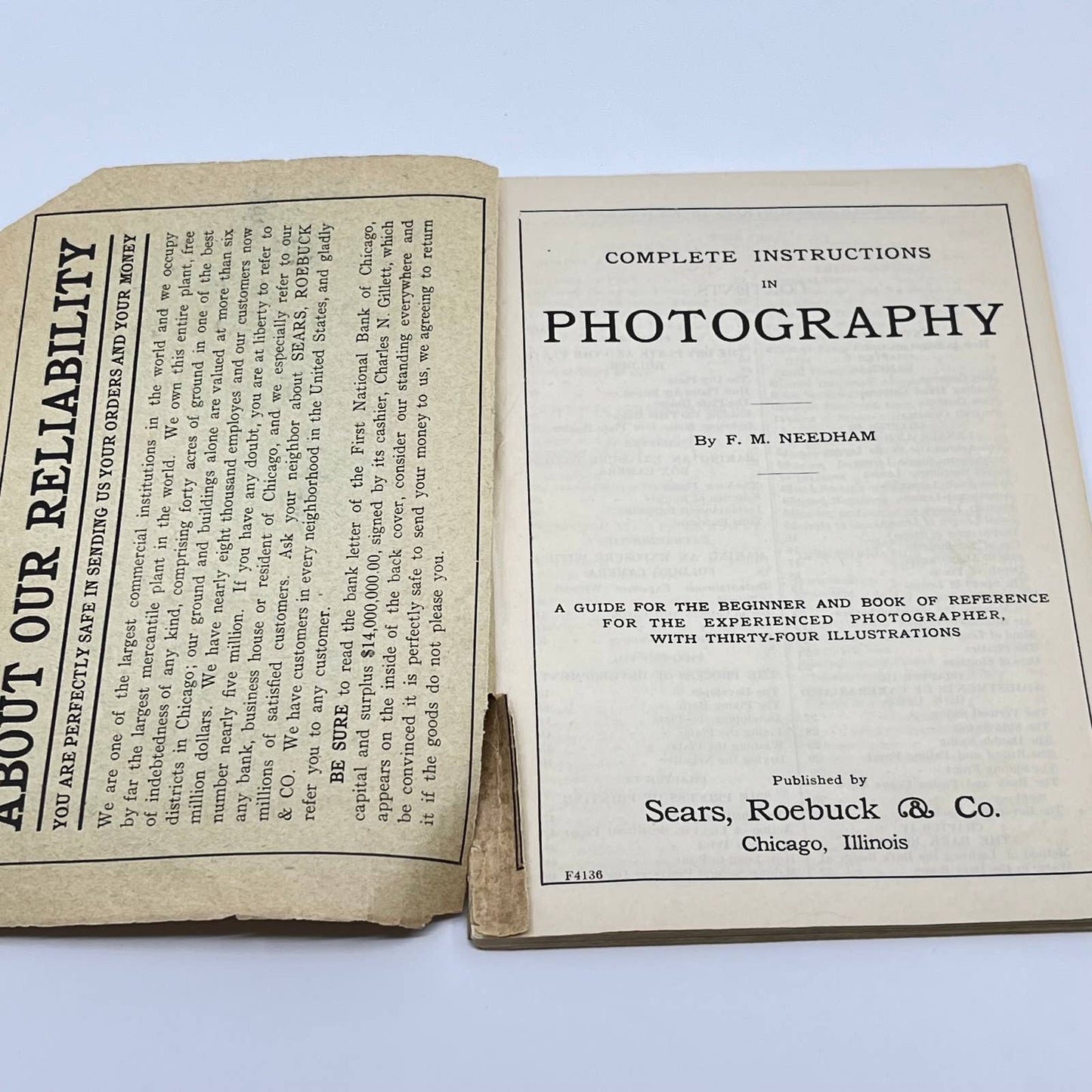 1906 Sears Roebuck Complete Instructions In Photography F.M. Needham 108 Pg TF7