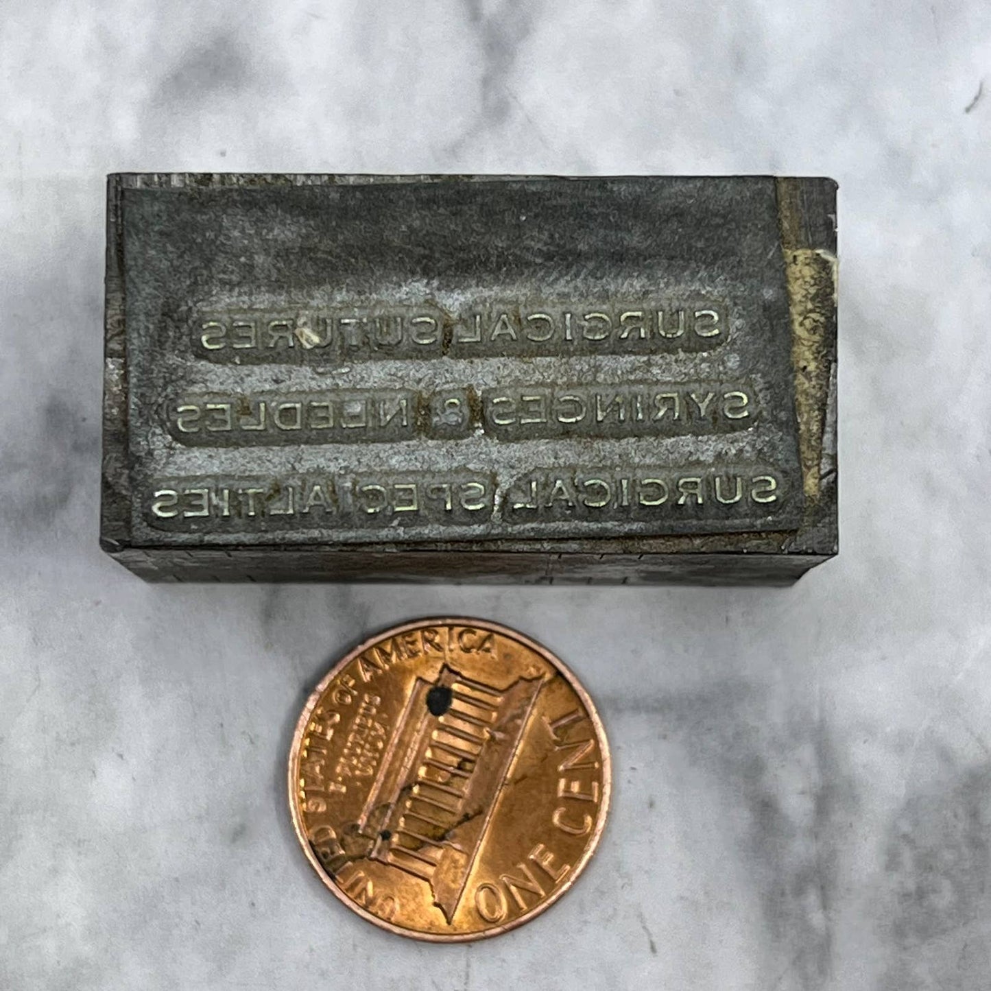 Vintage Printing Letterpress Printers Block Plate Surgical Specialties TJ517