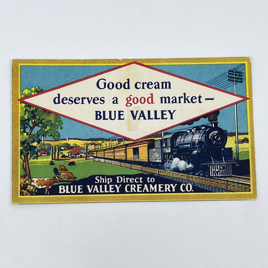 1930s Blotter Blue Valley Creamery Co. Train Cows Locomotive SC6