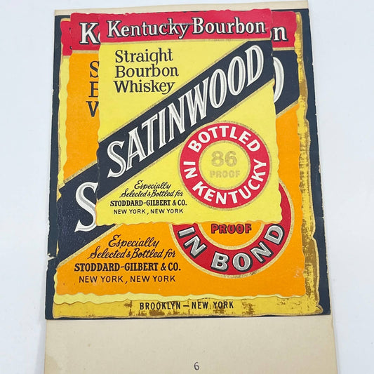 Satinwood Bourbon Whiskey Label Set of 4 Stoddard-Gilbert & Co New York NY