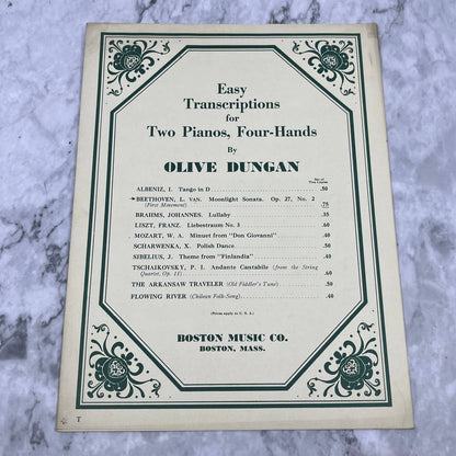 Beethoven Moonlight Sonata Sheet Music Classical 2 Pianos 4 Hands O. Duncan TH5