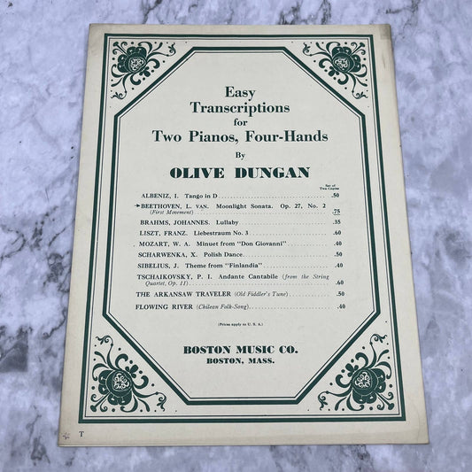 Beethoven Moonlight Sonata Sheet Music Classical 2 Pianos 4 Hands O. Duncan TH5