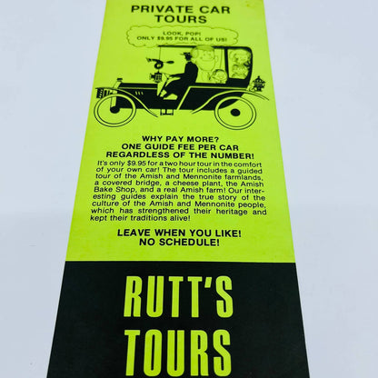 1977 Rutt’s Tours Classic Cars Amish Country Intercourse PA Leaflet Flyer SC1