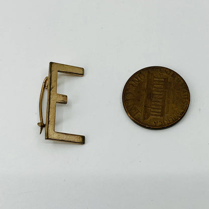 Vintage “E” Pin Gold Tone Pinback Lapel Hat SB3