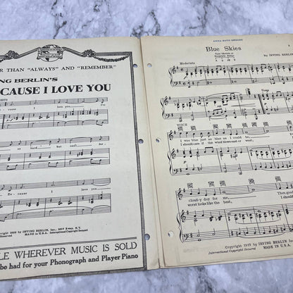 Vintage Sheet Music Blue Skies Irving Berlin 1927￼ TJ4