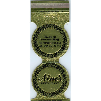 Nina's Restaurant Pittsburgh PA Die Cut Advertising Matchbook Cover SA6-M3