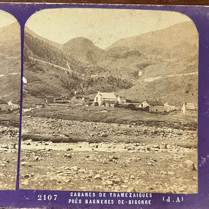 Cabanes De Tramezaigues PrēsBagneres De-Bigorre Antique Stereoview Card TJ9-V1