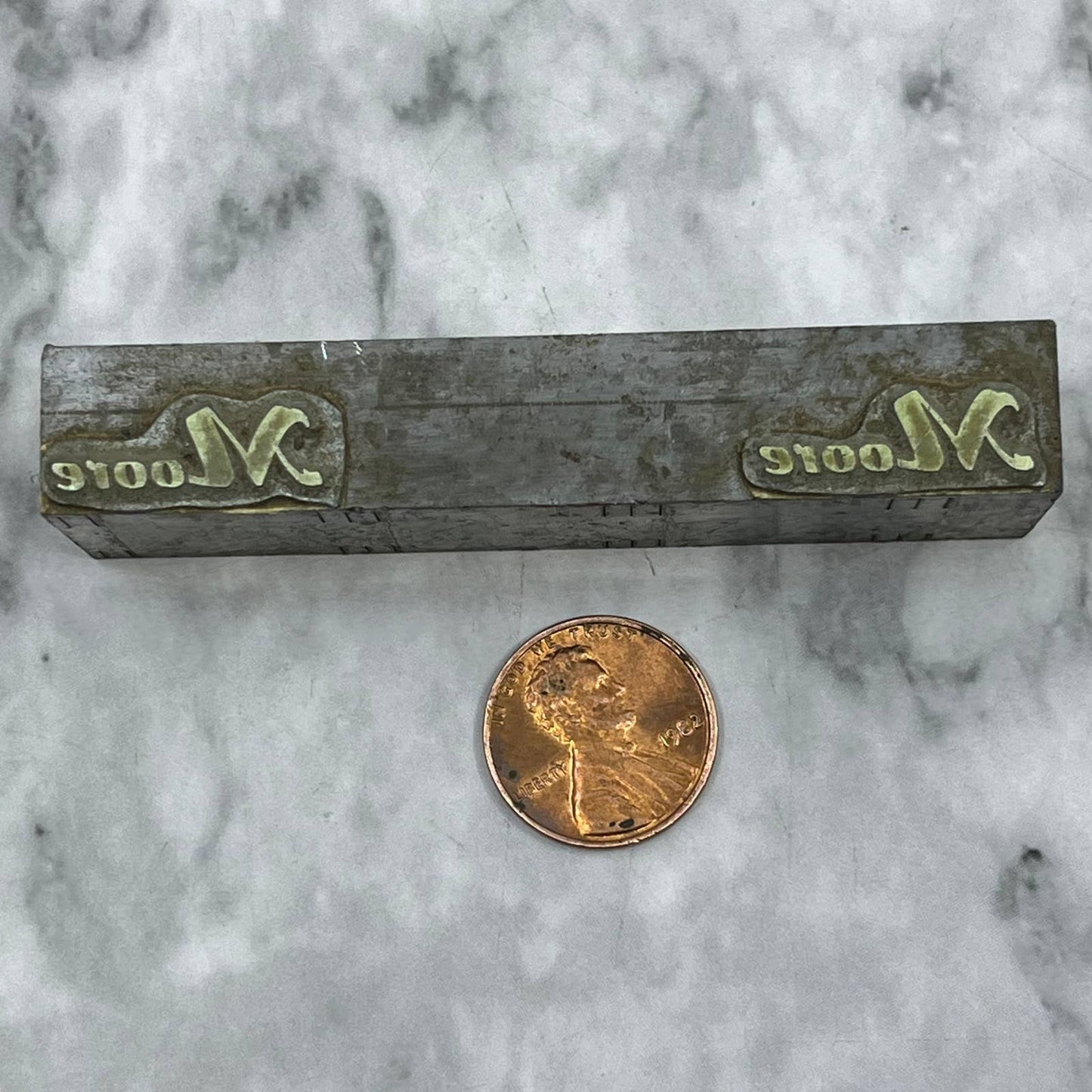 Vintage Printing Letterpress Printers Block Plate “Moore” TJ517
