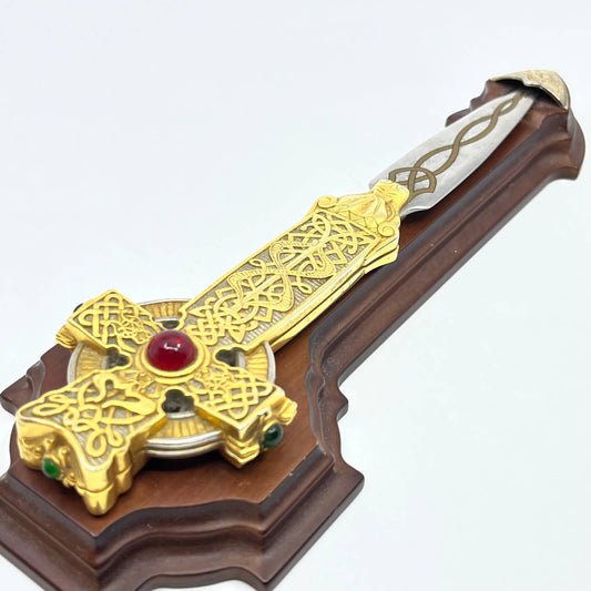 The Noble Collection Ornate Bejeweled Celtic Sword Letter Opener w/ Stand 9" TC8