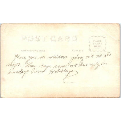 Antique Postcard RPPC Visitors Going Out To The US Navy Ships SE8