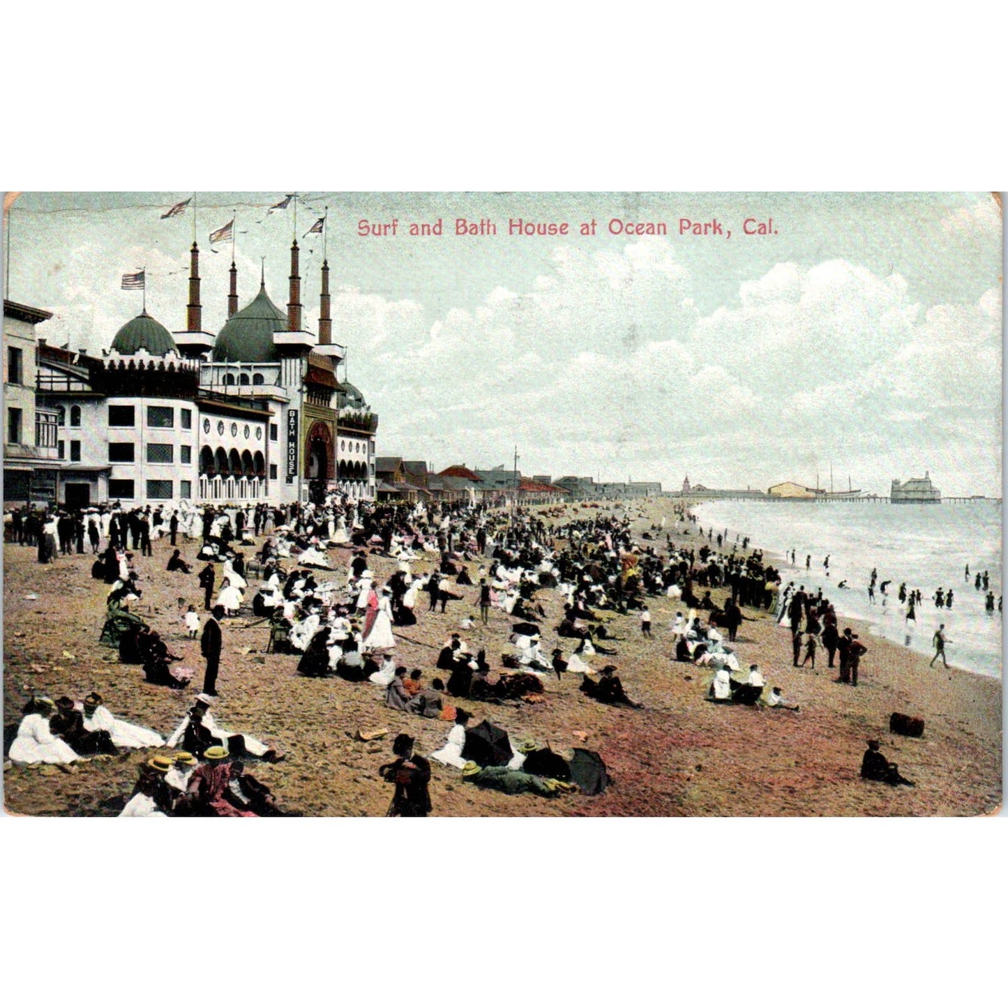 Ocean Park California Surf and Bath House c1910 Original Postcard TK1-25
