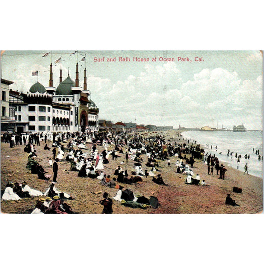 Ocean Park California Surf and Bath House c1910 Original Postcard TK1-25