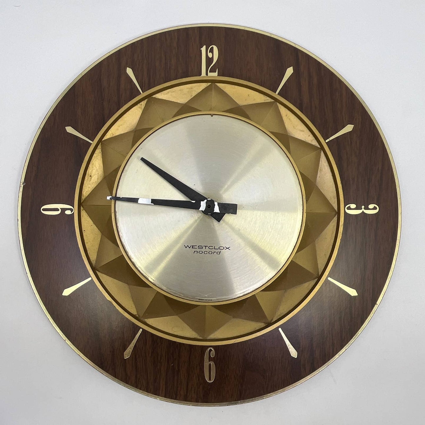 Vintage MCM Mid Century Modern WESTCLOX Nocord Wall Clock 12" TH5