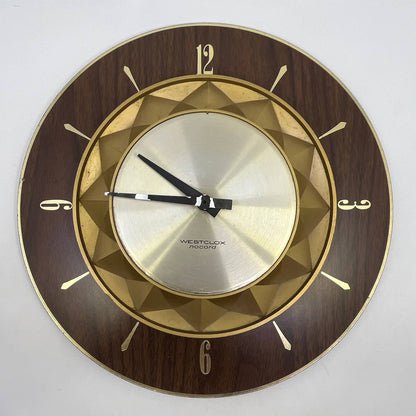 Vintage MCM Mid Century Modern WESTCLOX Nocord Wall Clock 12" TH5