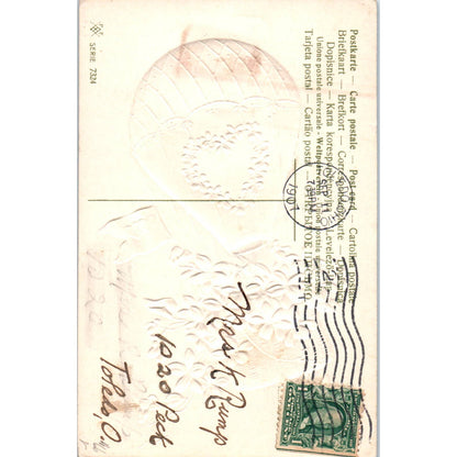 Best Wishes Hot Air Balloon Embossed Toledo OH 1907 Original Postcard TK1-20
