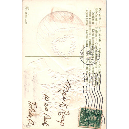 Best Wishes Hot Air Balloon Embossed Toledo OH 1907 Original Postcard P1-15