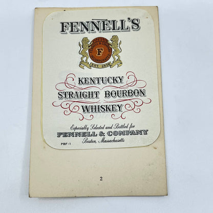 Fennell’s Bourbon Whiskey Label Fennell & Company Boston Massachusetts