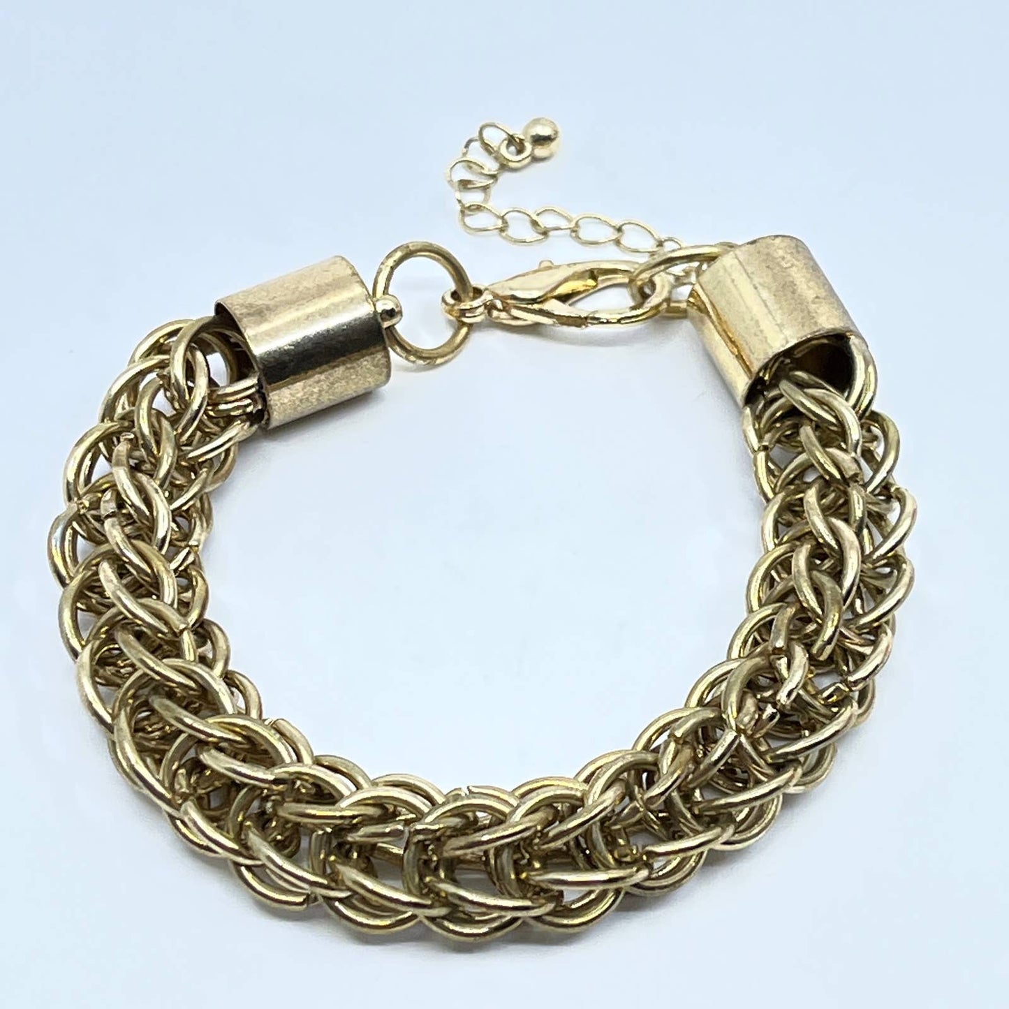 Vintage Modernist Gold Tone Chunky Chain Bracelet SD5