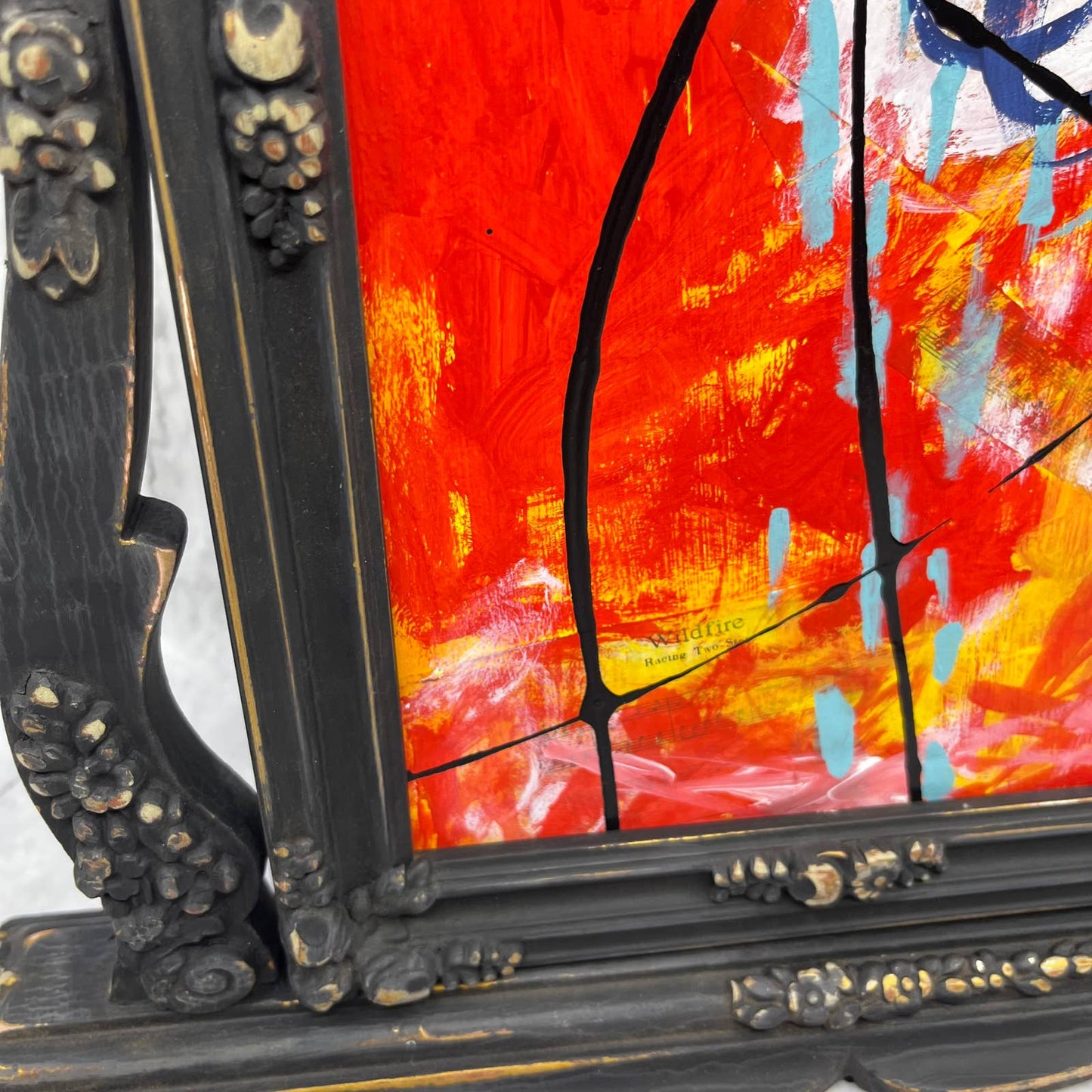 Original Framed Abstract Art Painting 8x12" Wildfire With COA TF6