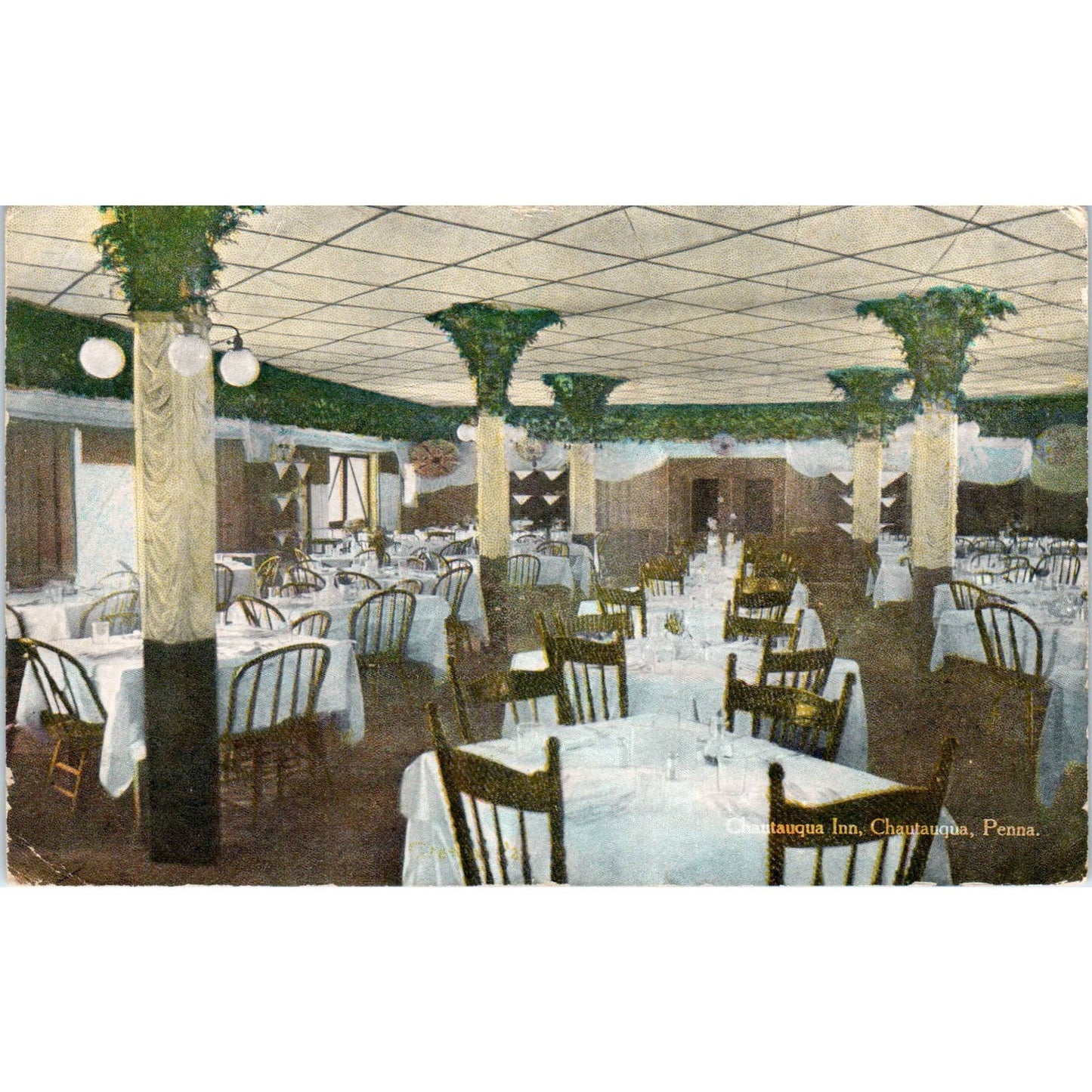 1910 Postcard - Interior, Chautauqua Inn, Chatauqua PA TD9-P1