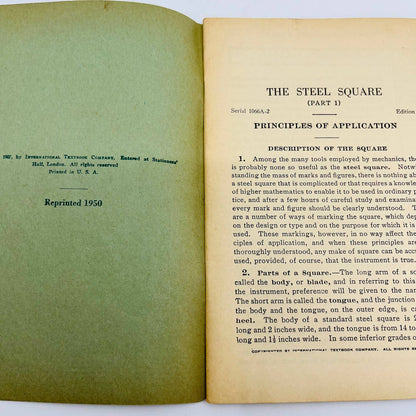 1950 The Steel Square Carpentry Home Study Book International Correspondence EA2