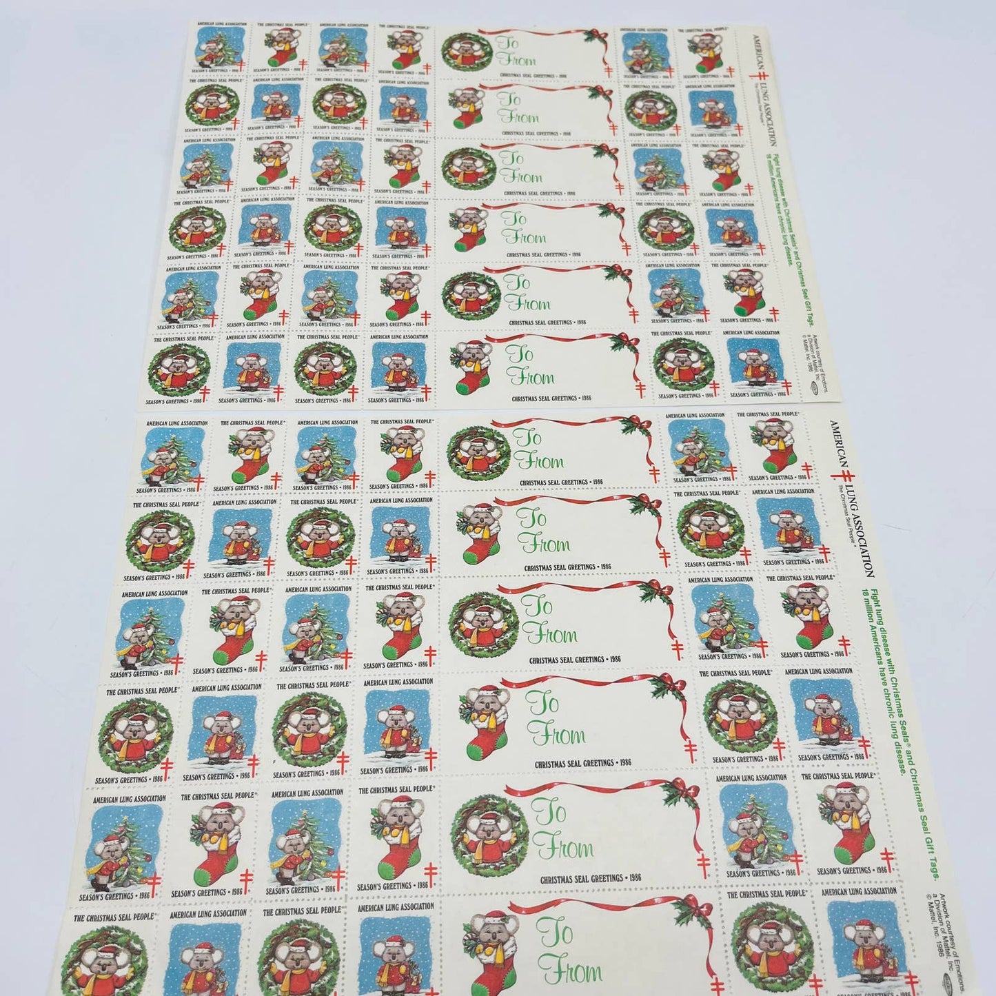 1978 American Lung Association Christmas Seal Sheet + 2 1986 Sheets C7